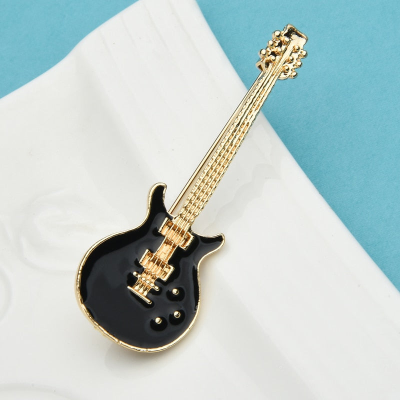 Black Electric Guitar Brooch