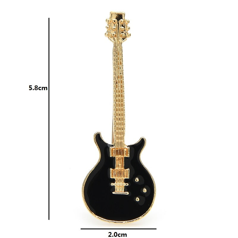 Black Electric Guitar Brooch