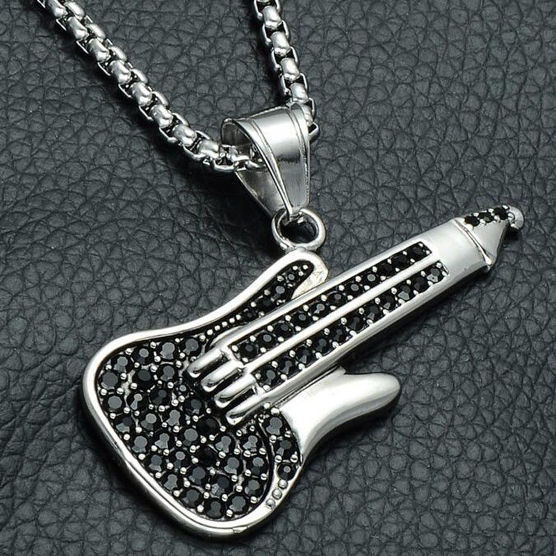 Punk Rock Guitar Pendant Necklace
