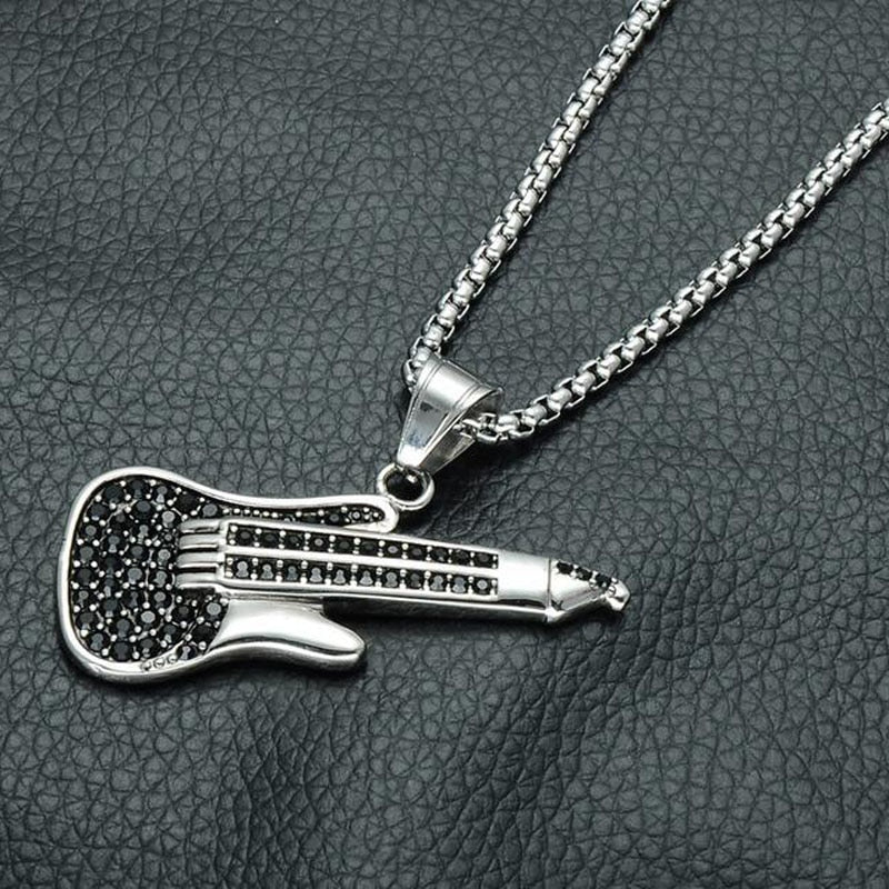 Punk Rock Guitar Pendant Necklace