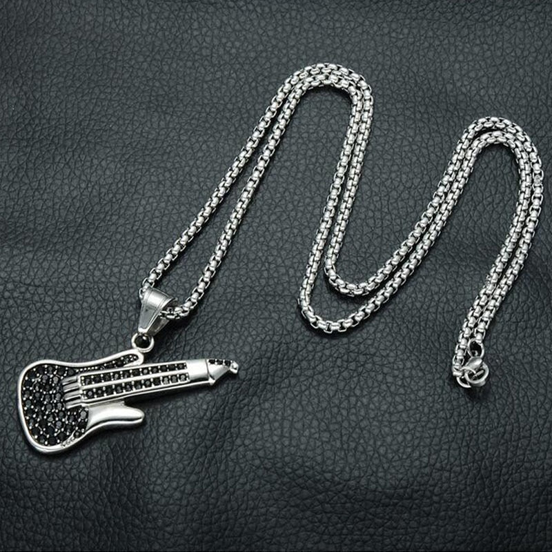 Punk Rock Guitar Pendant Necklace