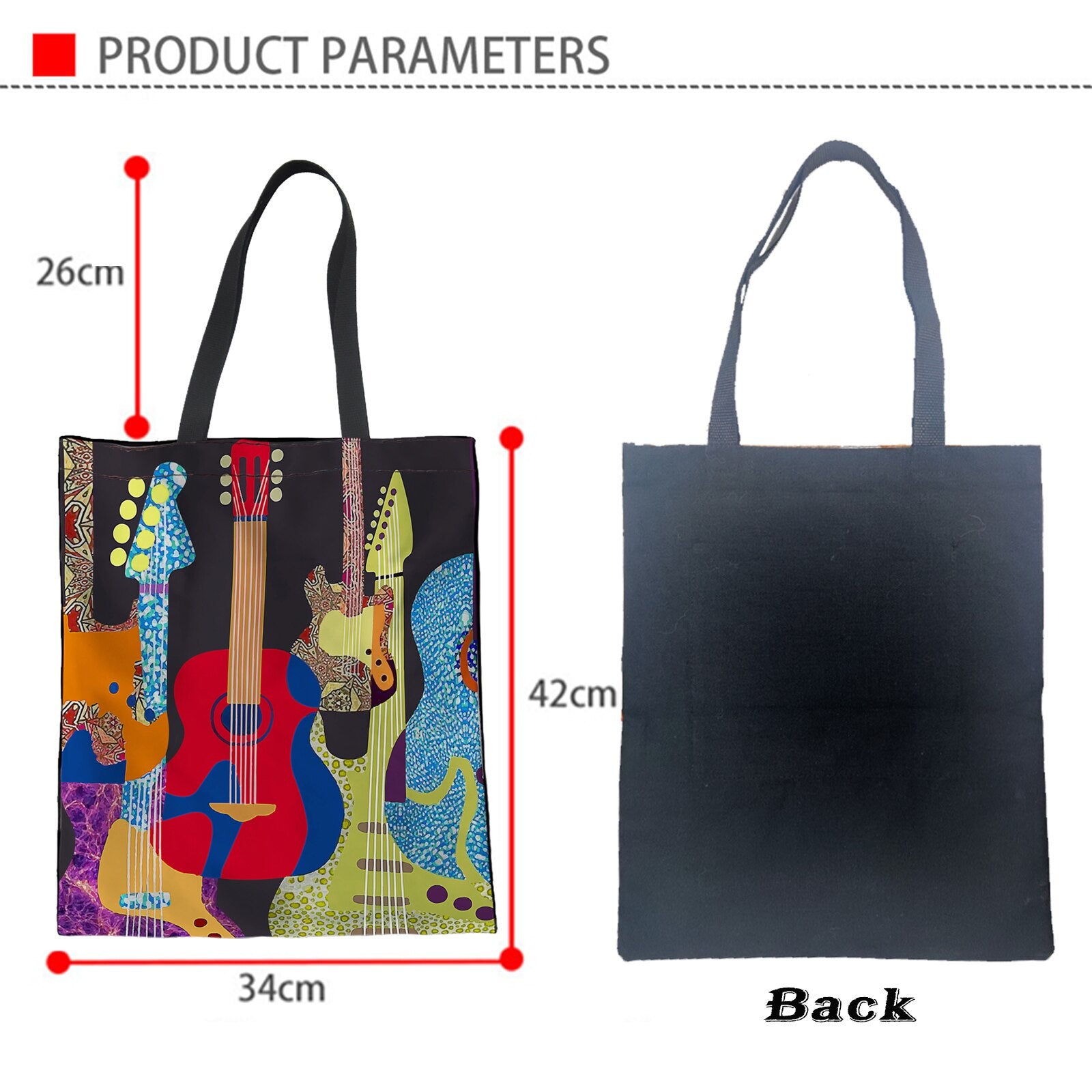 Multicolor Guitar Tote Bag
