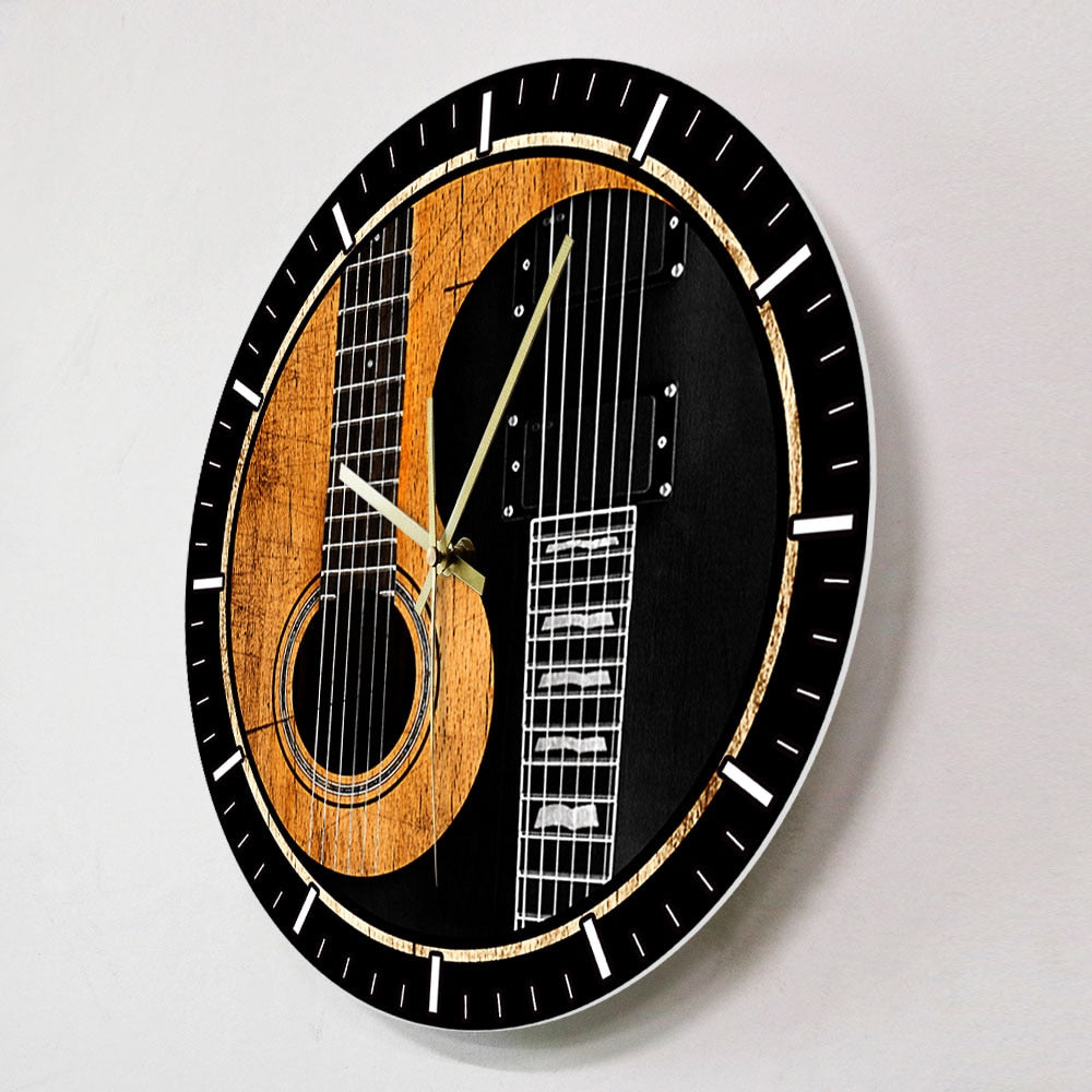Yin And Yang Guitar Bass Wall Clock