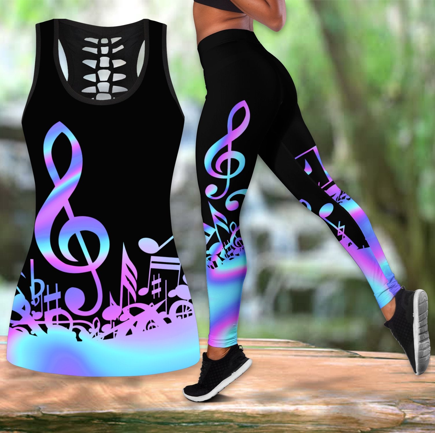 Music Notes Gym Clothing Set - Black/Treble Clef / S - { shop_name }} - Review
