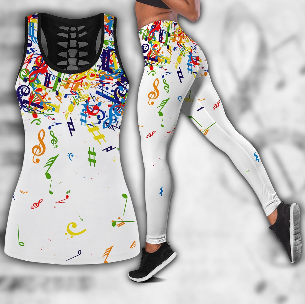Colorful Music Notes Vest & Leggings