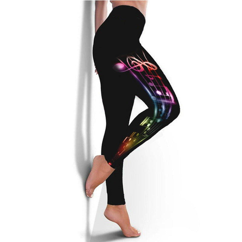 Colorful Music Notes Black Leggings