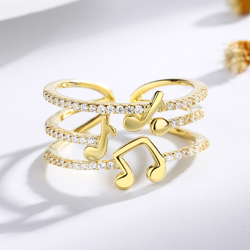 Resizable Musical Note Gold Ring