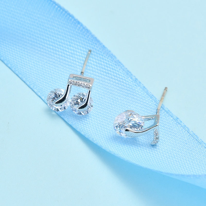 Shiny Crystal Music Note Earrings
