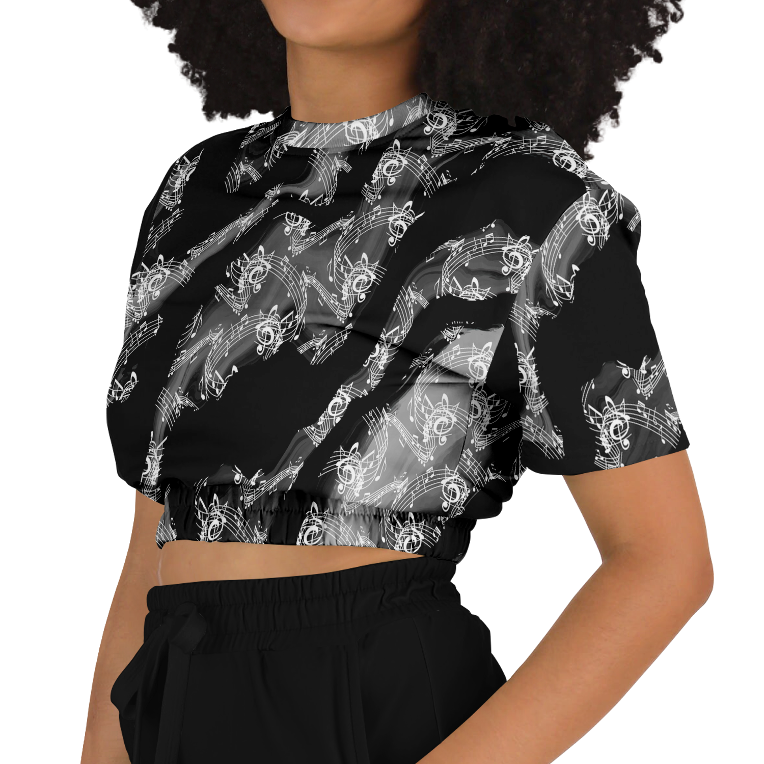 Music Notes Abstract Cropped Sweatshirt