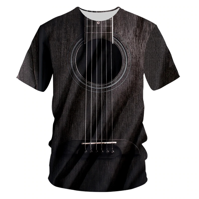 3D Black Guitar T-shirt
