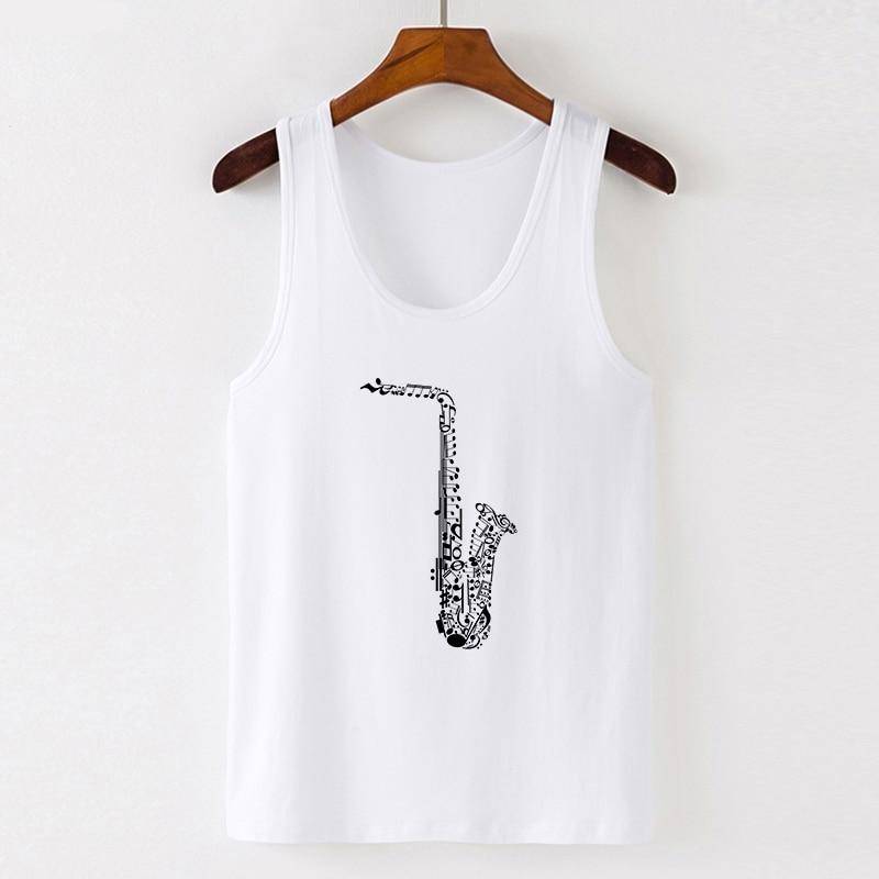 Music Notes Print Tank Tops