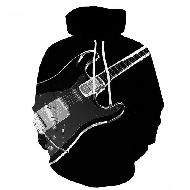 3D Guitar Graphic Hoodie - Black / S - { shop_name }} - Review