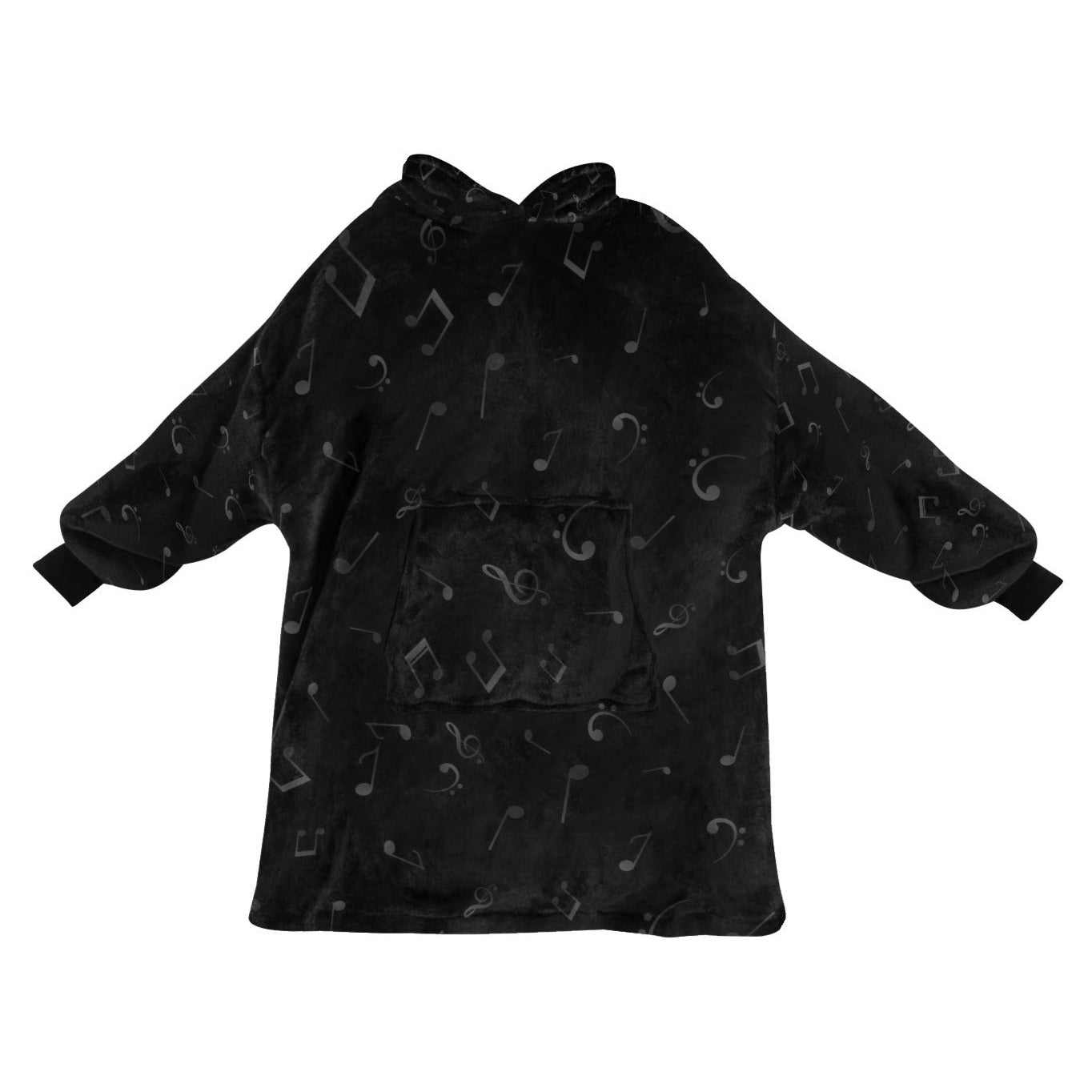 Music Notes Black Blanket Hoodie