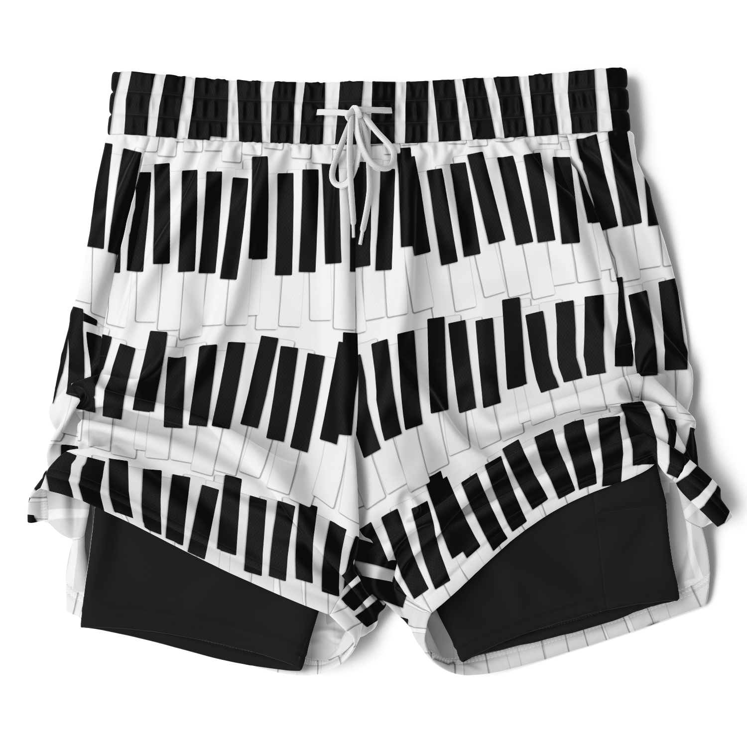 Piano Keys Pattern 2-In-1 Shorts