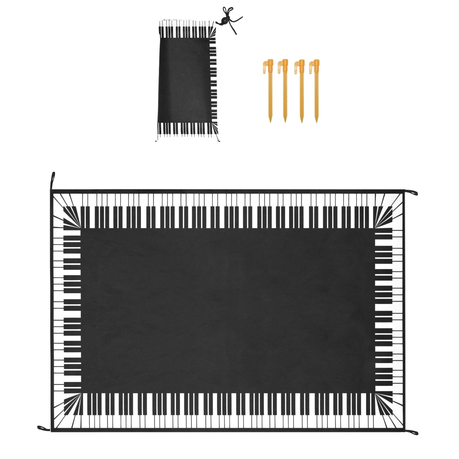 Piano Keys Black Waterproof Picnic Mat