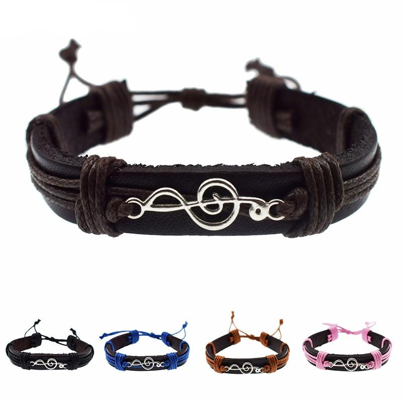 Punk Rock Music Note Leather Bracelet