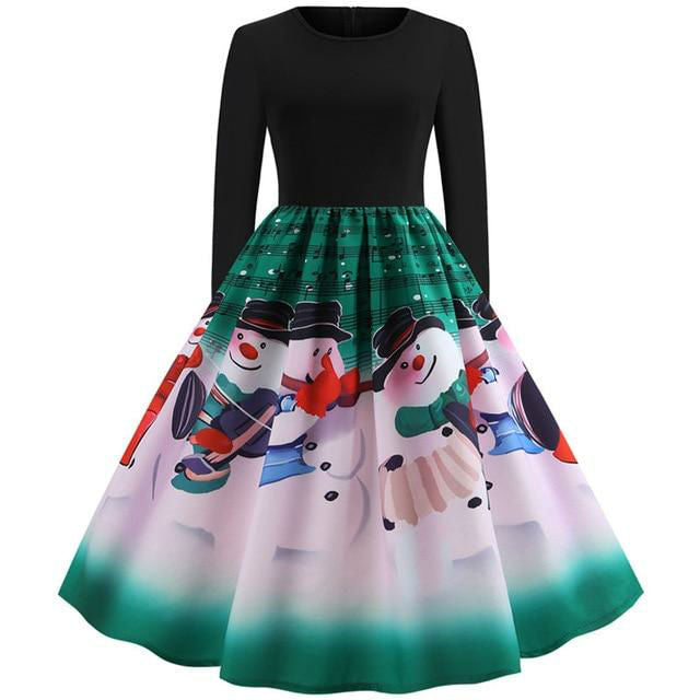 Music Note Print Christmas Dresses