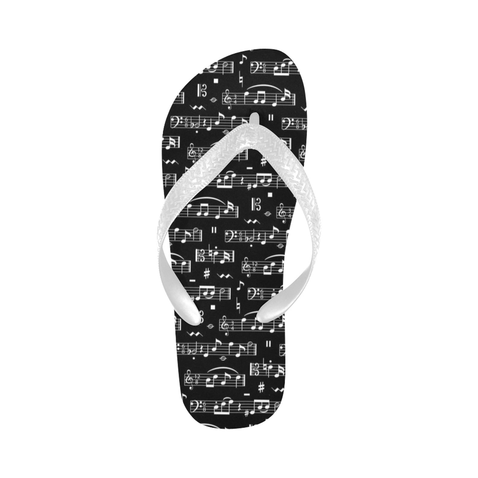 Black Music Notes Flip Flops (Unisex)