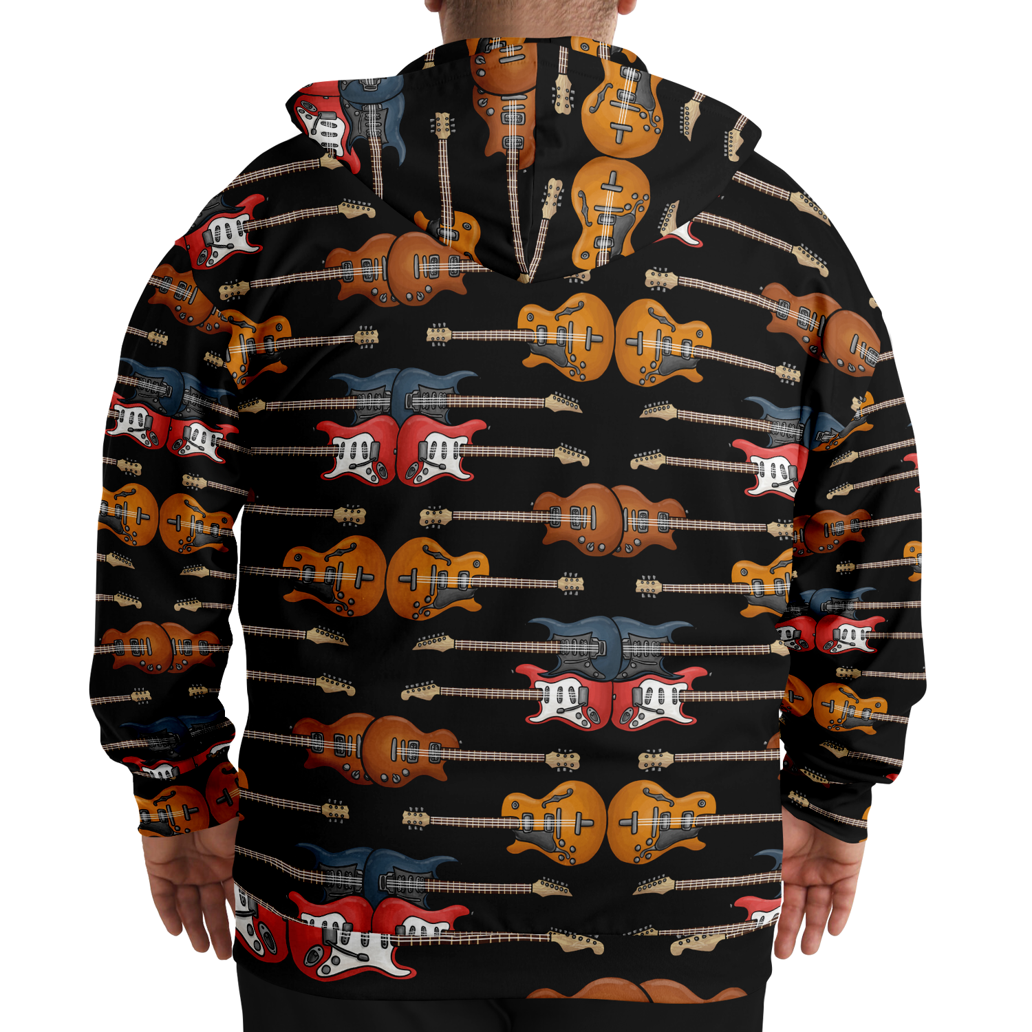 Electric Guitar Plus-Size Zip Hoodie