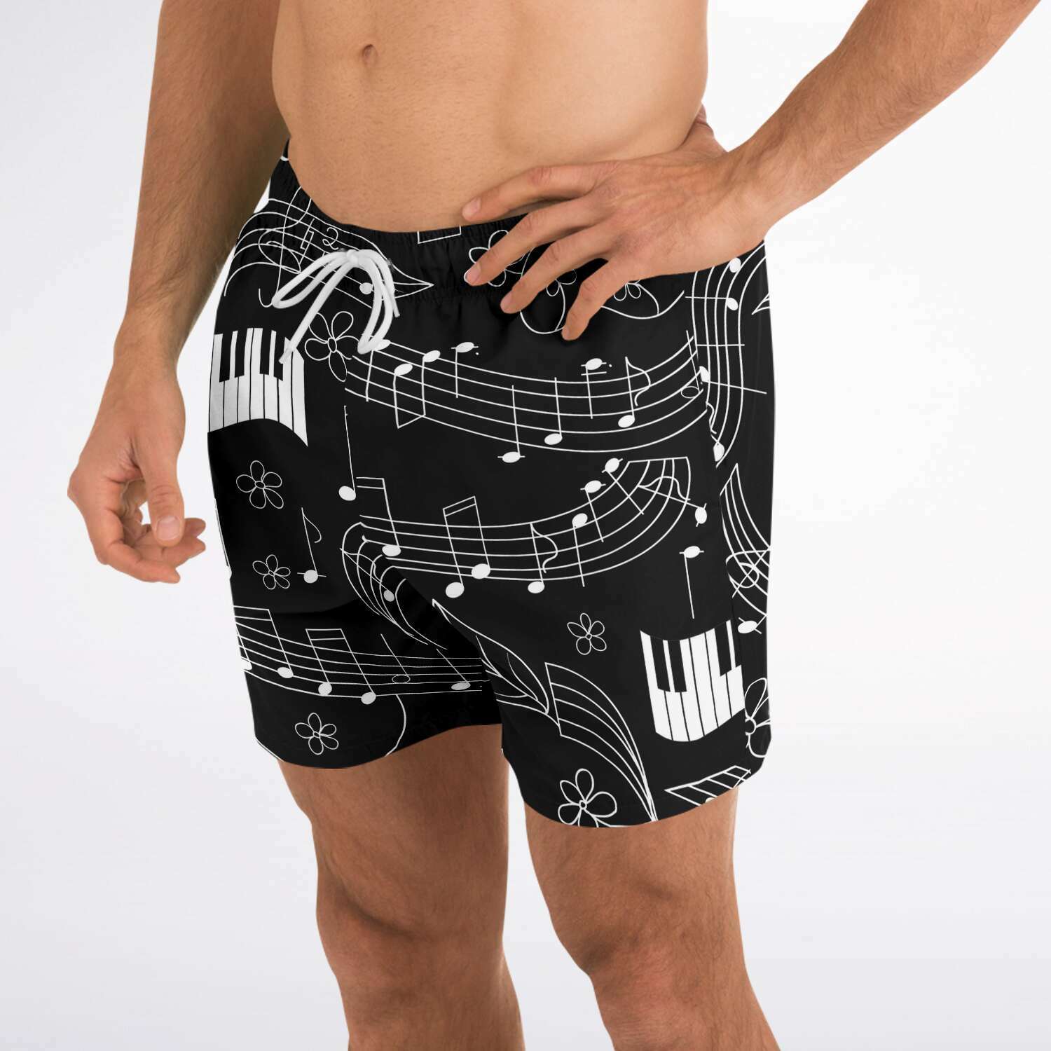 Music Notes Black Shorts