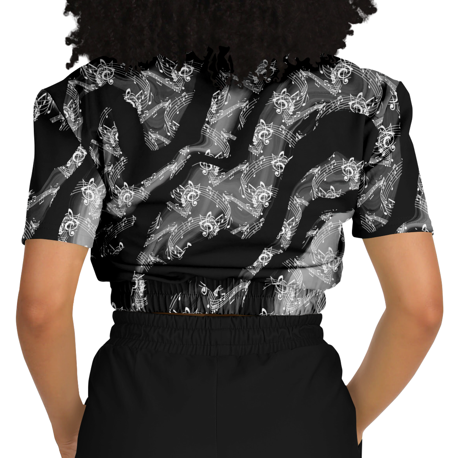 Music Notes Abstract Cropped Sweatshirt