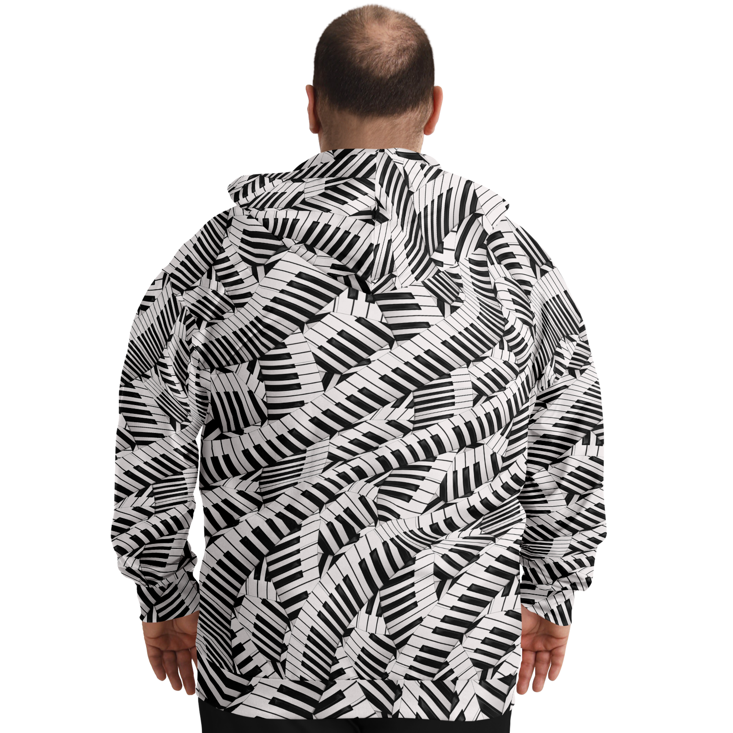 Piano Keys Wave Plus-Size Zip Hoodie