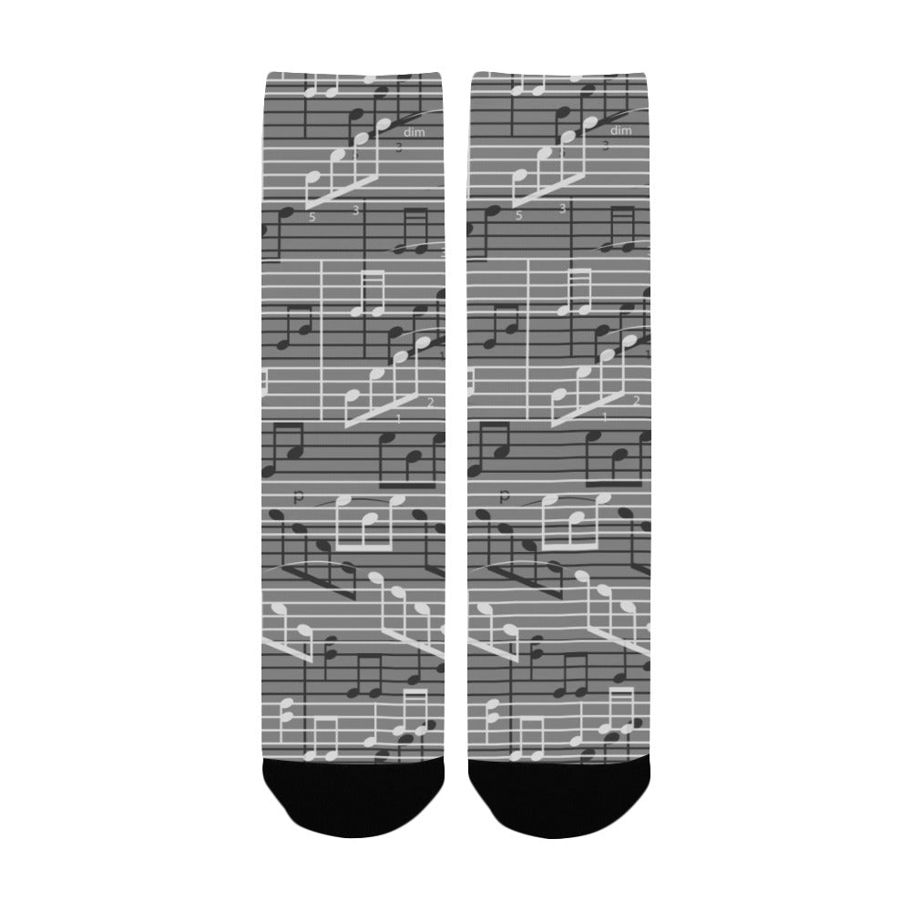 Gray Music Notes Women's Socks
