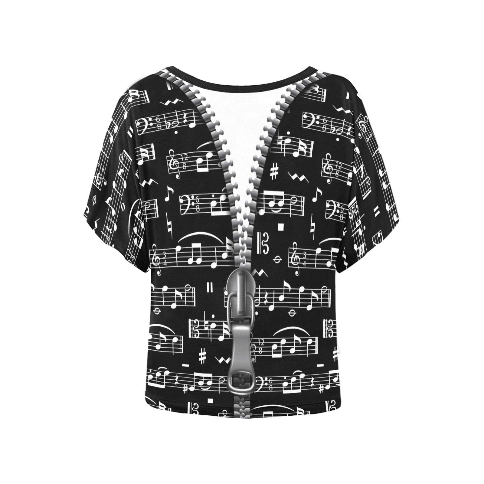 Music Notes Black Batwing T-Shirt