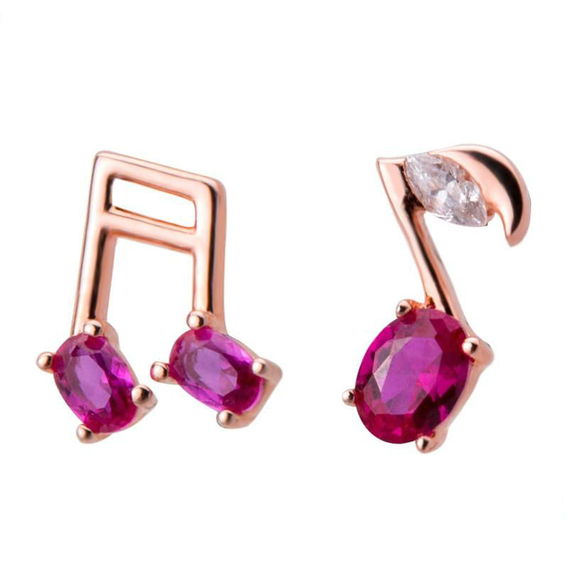 Crystal Music Note Stud Earrings