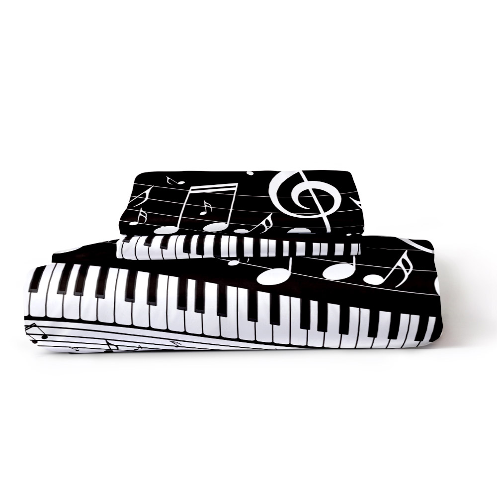 B&W Piano Music Note Bedding Set