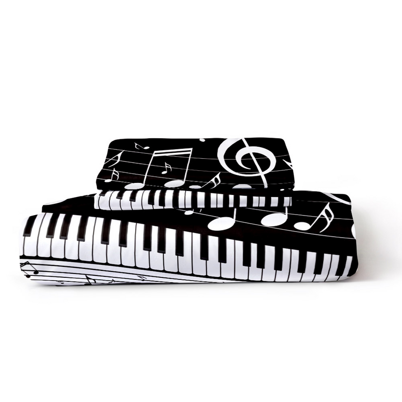 B&W Piano Music Note Bedding Set - Artistic Pod