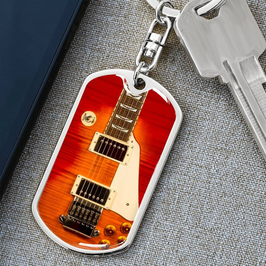 Red Electric Guitar Swivel Keychain