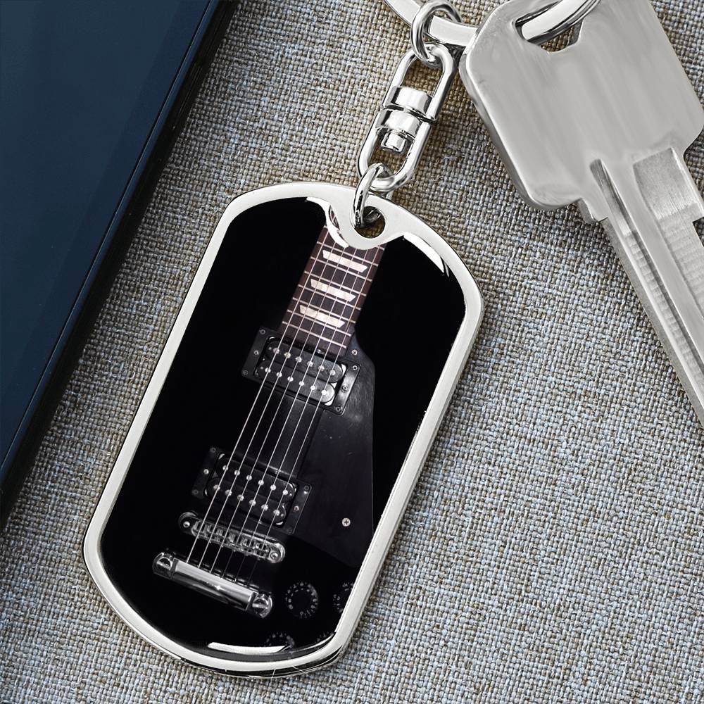 Black Electric Guitar Swivel Keychain