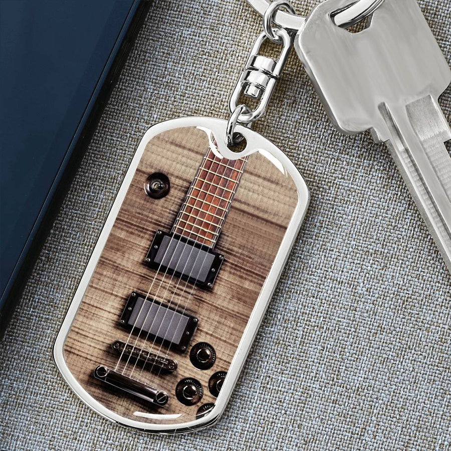 Grey Electric Guitar Keychain