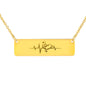 Music Notes Heart Heartbeat Bar Necklace - 18K Gold Over Stainless Steel Horizontal Bar Necklace / No - { shop_name }} - Review