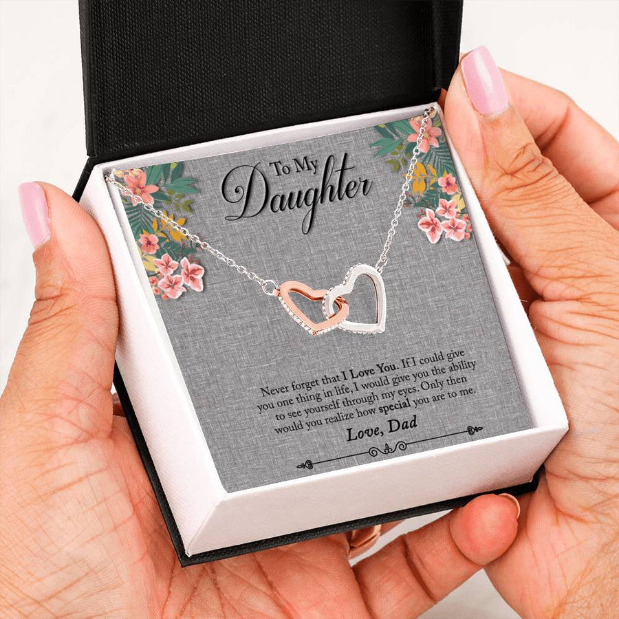 To My Daughter Interlocking Heart Necklace