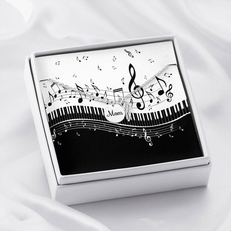 Music Notes And Piano Keys Mom Necklack