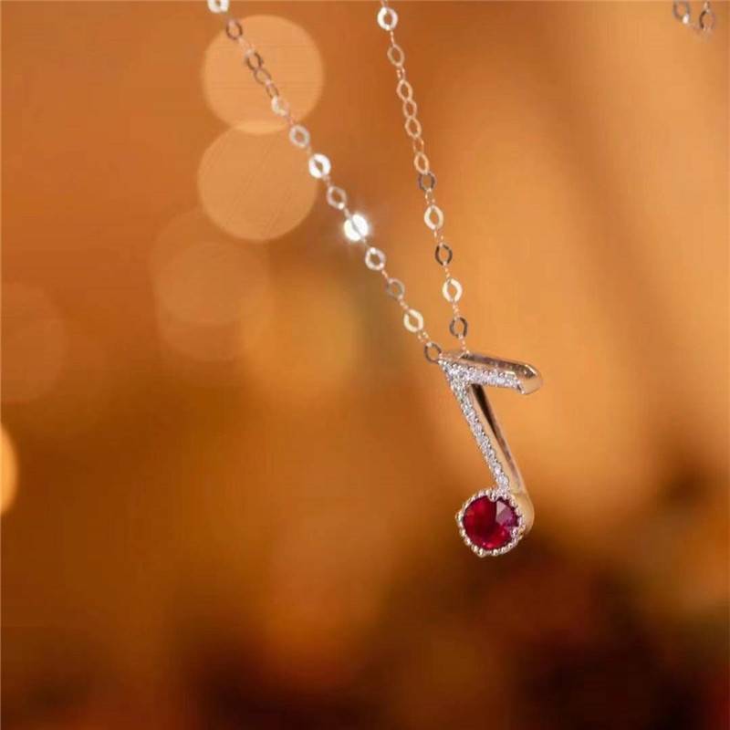 Eighth Notes 925 Silver Necklace