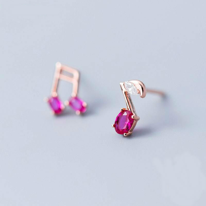 Crystal Music Note Stud Earrings