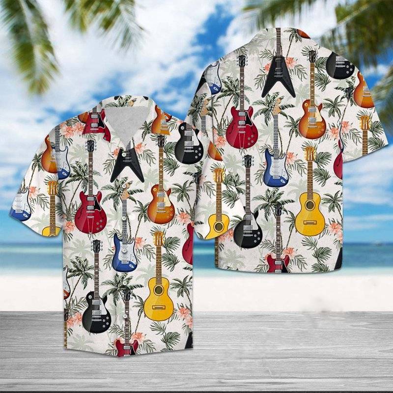 Guitar Print Hawaii Shirt