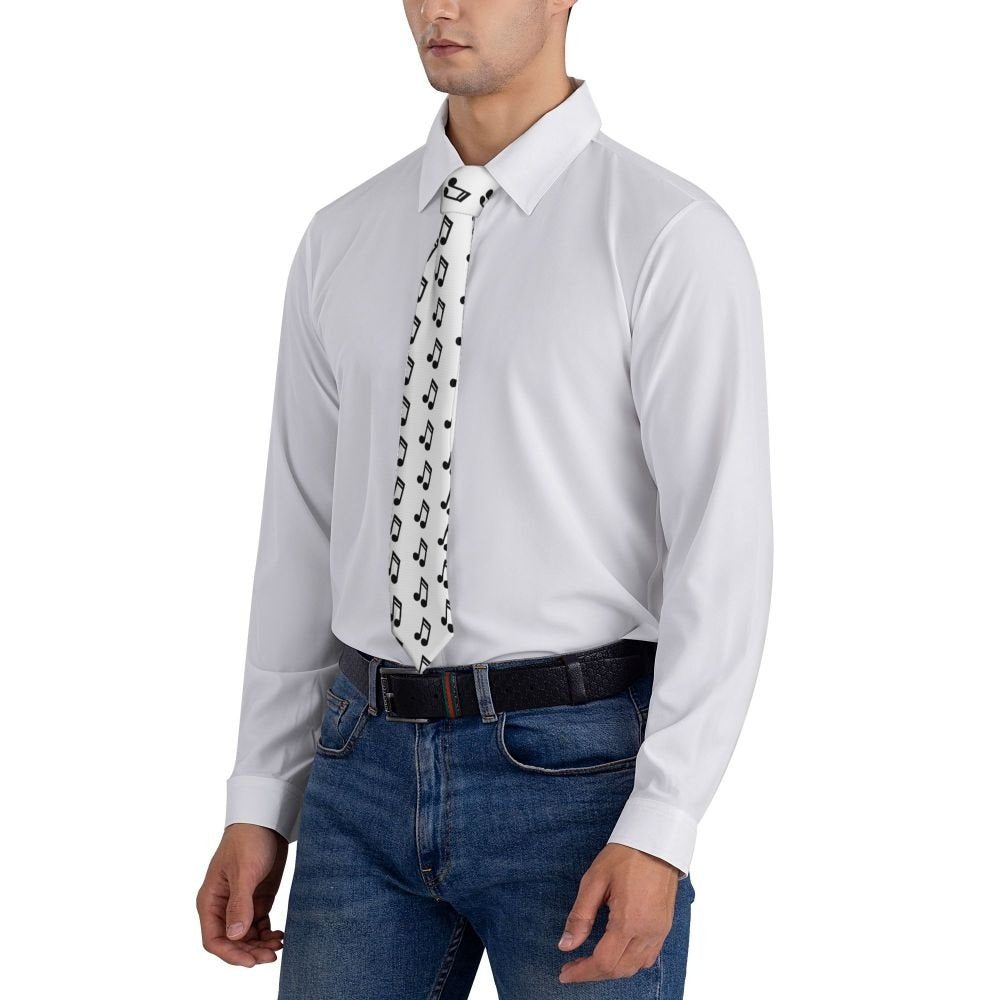 Music Notes Print White Tie