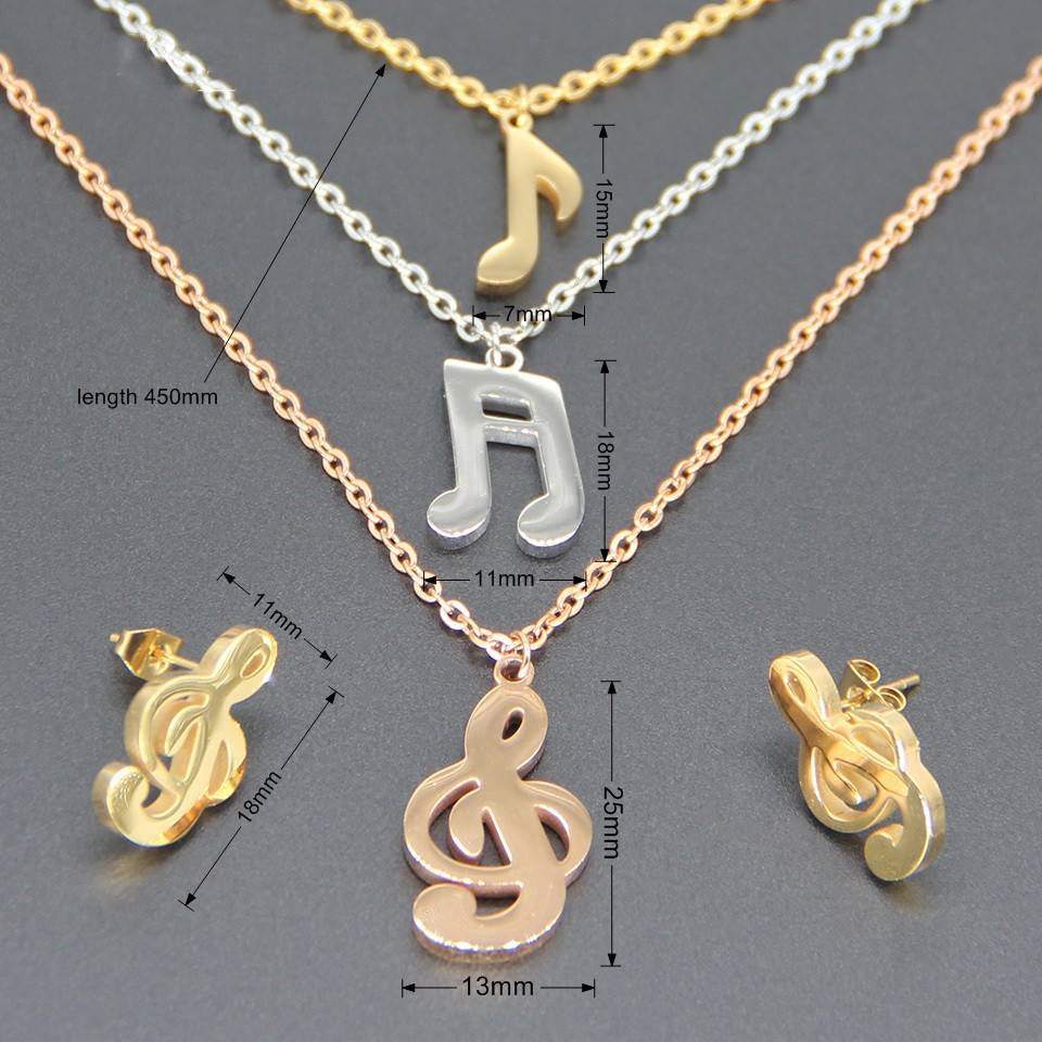 Music Notes Three Layers Jewelry Set