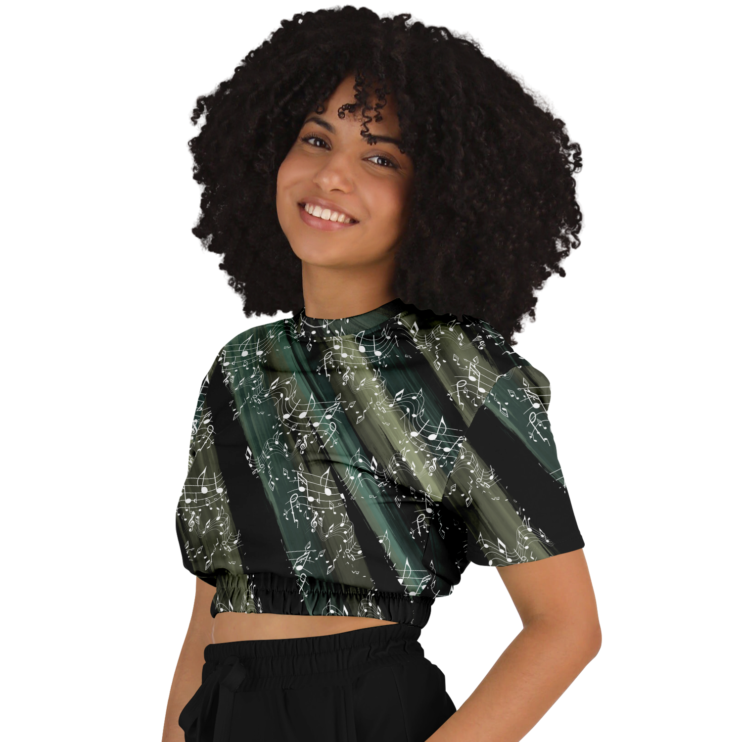 Music Notes Abstract Fix Cropped Sweatshirt