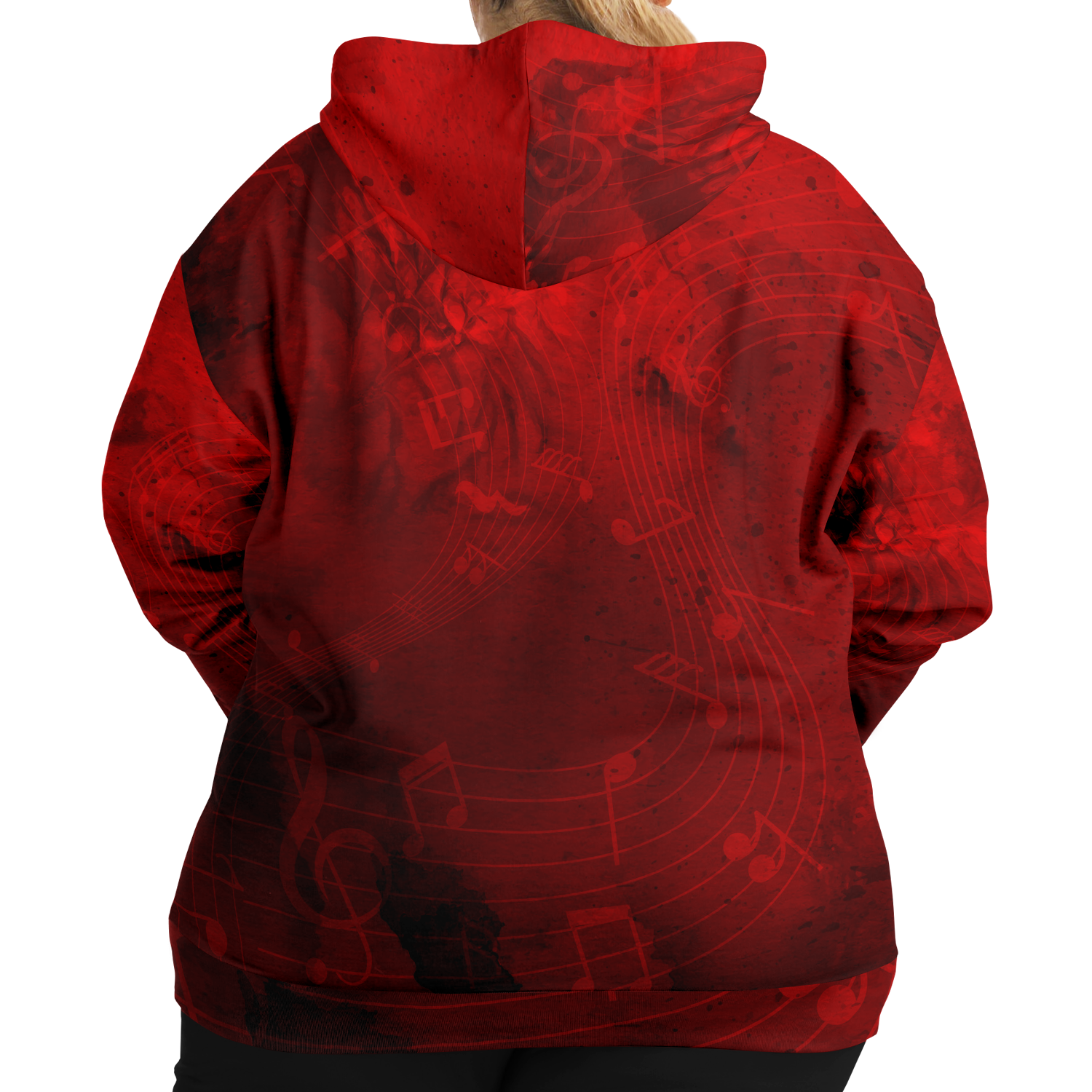 Treble Clef Music Red Zip Hoodie