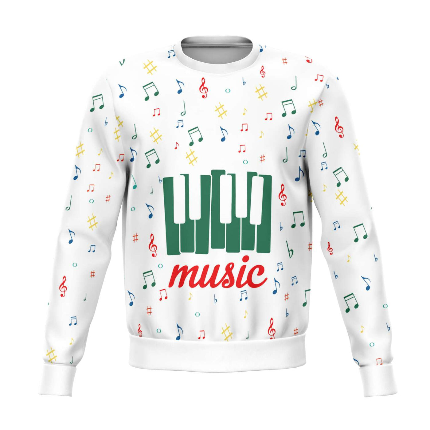 Colorful Music Notes Piano Keys White Sweatshirt