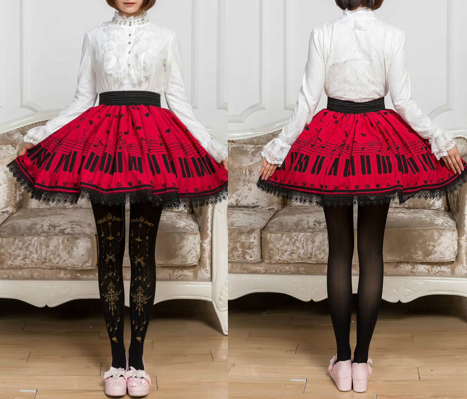 Piano Key Red Skirt