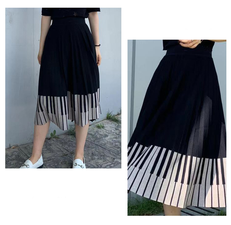 Elastic High Waist Piano Skirt