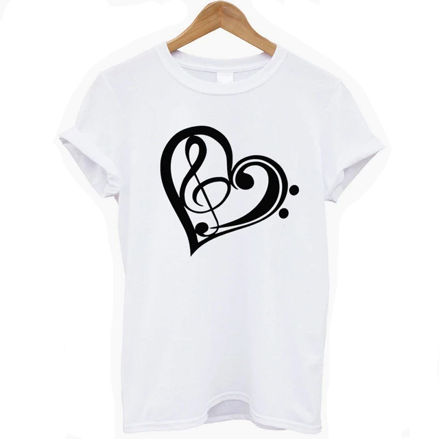 Heart-shaped Music Print T-shirt