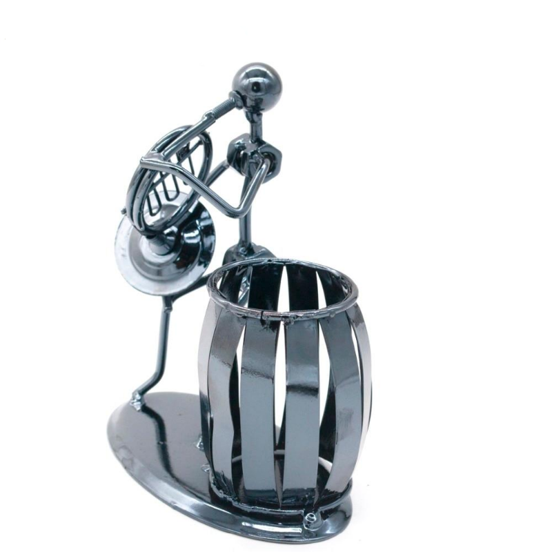 Metal French Horn Player Pen Holder