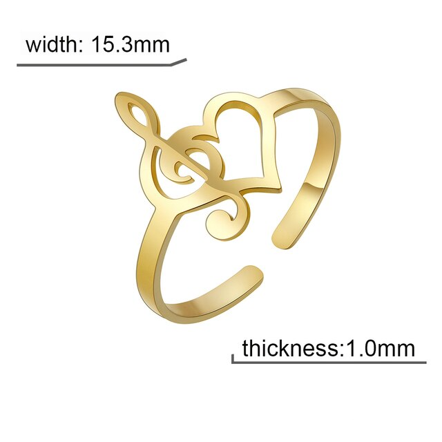 Treble Clef Music Heart Ring